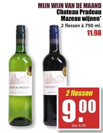 Aanbiedingen Chateau pradeau mazeau wijnen - Witte wijnen - Geldig van 25/09/2017 tot 30/09/2017 bij MCD Supermarkten