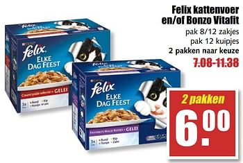 Aanbiedingen Felix kattenvoer en-of bonzo vitafit - Purina - Geldig van 25/09/2017 tot 30/09/2017 bij MCD Supermarkten
