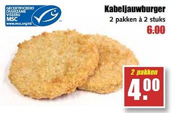 Aanbiedingen Kabeljauwburger - Huismerk - MCD Supermarkten - Geldig van 25/09/2017 tot 30/09/2017 bij MCD Supermarkten