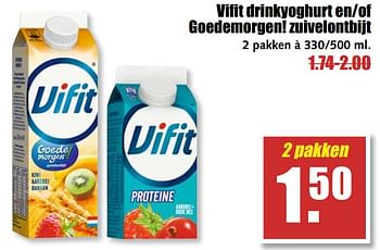 Aanbiedingen Vifit drinkyoghurt en-of goedemorgen zuivelontbijt - Vifit - Geldig van 25/09/2017 tot 30/09/2017 bij MCD Supermarkten