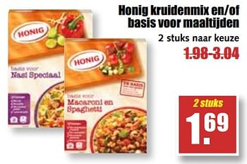 Aanbiedingen Honig kruidenmix en-of basis voor maaltijden - Honig - Geldig van 25/09/2017 tot 30/09/2017 bij MCD Supermarkten