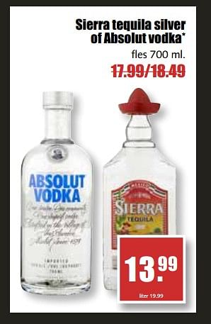 Aanbiedingen Sierra tequila silver of absolut vodka - Huismerk - MCD Supermarkten - Geldig van 25/09/2017 tot 30/09/2017 bij MCD Supermarkten