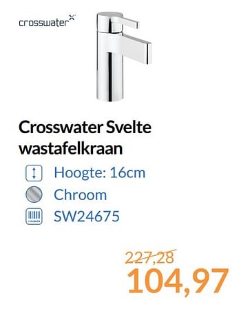 Aanbiedingen Crosswater svelte wastafelkraan - Crosswater - Geldig van 01/10/2017 tot 31/10/2017 bij Sanitairwinkel