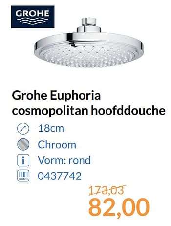 Aanbiedingen Grohe euphoria cosmopolitan hoofddouche - Grohe - Geldig van 01/10/2017 tot 31/10/2017 bij Sanitairwinkel