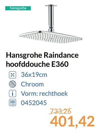 Aanbiedingen Hansgrohe raindance hoofddouche e360 - Hansgrohe - Geldig van 01/10/2017 tot 31/10/2017 bij Sanitairwinkel