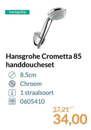 Aanbiedingen Hansgrohe crometta 85 handdoucheset - Hansgrohe - Geldig van 01/10/2017 tot 31/10/2017 bij Sanitairwinkel