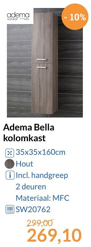 Aanbiedingen Adema bella kolomkast - Adema sanitair - Geldig van 01/10/2017 tot 31/10/2017 bij Sanitairwinkel