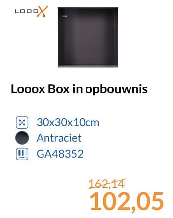 Aanbiedingen Looox box in opbouwnis - Looox - Geldig van 01/10/2017 tot 31/10/2017 bij Sanitairwinkel