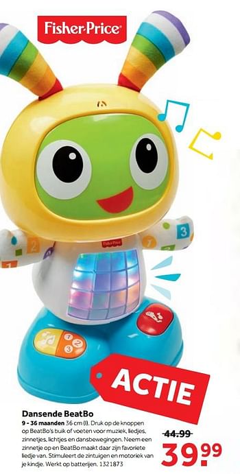 Aanbiedingen Dansende beatbo - Fisher-Price - Geldig van 25/09/2017 tot 10/12/2017 bij Intertoys