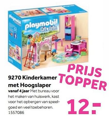 Aanbiedingen 9270 kinderkamer met hoogslaper - Playmobil - Geldig van 25/09/2017 tot 10/12/2017 bij Intertoys