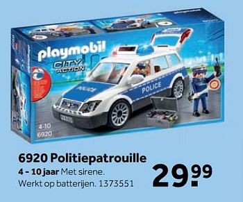 Aanbiedingen 6920 politiepatrouille - Playmobil - Geldig van 25/09/2017 tot 10/12/2017 bij Intertoys