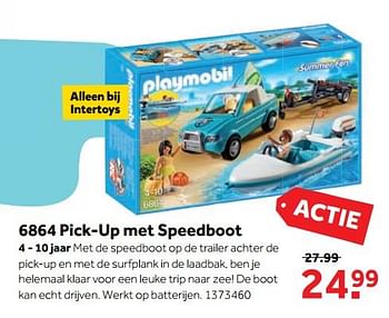 Aanbiedingen 6864 pick-up met speedboot - Playmobil - Geldig van 25/09/2017 tot 10/12/2017 bij Intertoys