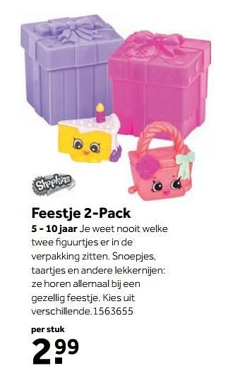 Aanbiedingen Feestje 2 pack - Shopkins - Geldig van 25/09/2017 tot 10/12/2017 bij Intertoys