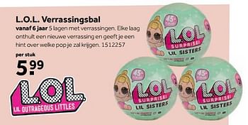 Aanbiedingen L.o.l. verrassingsbal - Lil Outrageous Littles - Geldig van 25/09/2017 tot 10/12/2017 bij Intertoys