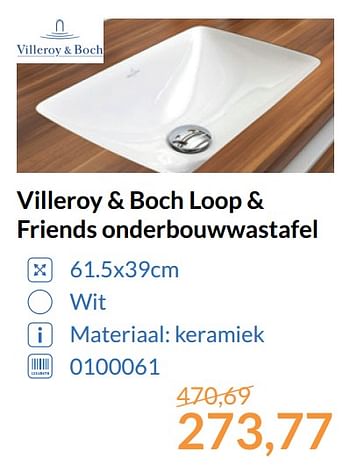Aanbiedingen Villeroy + boch loop + friends onderbouwwastafel - Villeroy &amp; boch - Geldig van 01/10/2017 tot 31/10/2017 bij Sanitairwinkel