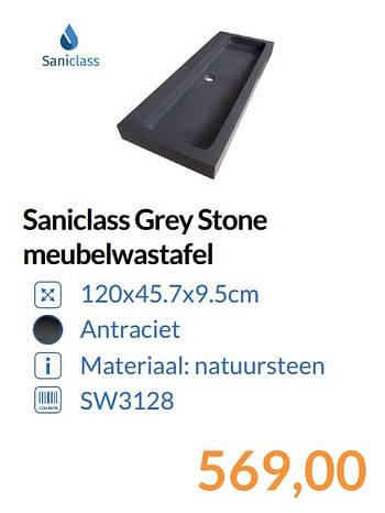Aanbiedingen Saniclass grey stone meubelwastafel - Saniclass - Geldig van 01/10/2017 tot 31/10/2017 bij Sanitairwinkel