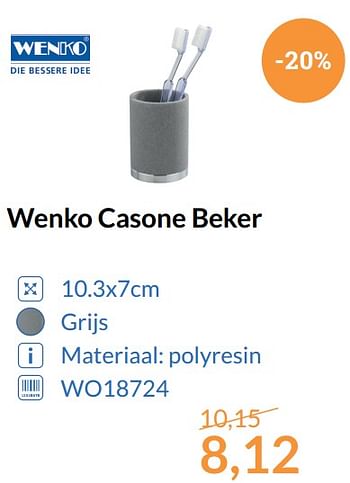 Aanbiedingen Wenko casone beker - Wenko - Geldig van 01/10/2017 tot 31/10/2017 bij Sanitairwinkel