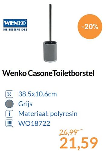 Aanbiedingen Wenko casonetoiletborstel - Wenko - Geldig van 01/10/2017 tot 31/10/2017 bij Sanitairwinkel
