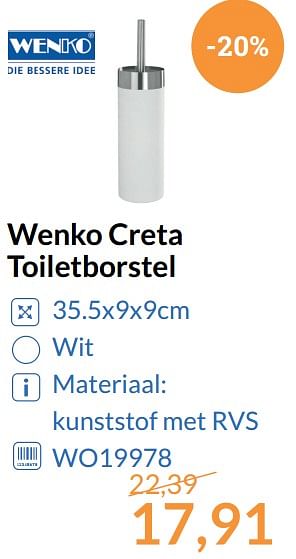 Aanbiedingen Wenko creta toiletborstel - Wenko - Geldig van 01/10/2017 tot 31/10/2017 bij Sanitairwinkel