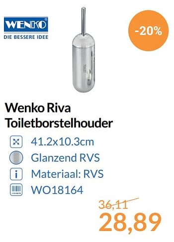 Aanbiedingen Wenko riva toiletborstelhouder - Wenko - Geldig van 01/10/2017 tot 31/10/2017 bij Sanitairwinkel