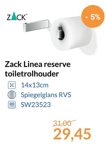 Aanbiedingen Zack linea reserve toiletrolhouder - Zack - Geldig van 01/10/2017 tot 31/10/2017 bij Sanitairwinkel