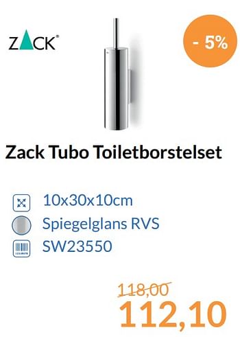 Aanbiedingen Zack tubo toiletborstelset - Zack - Geldig van 01/10/2017 tot 31/10/2017 bij Sanitairwinkel