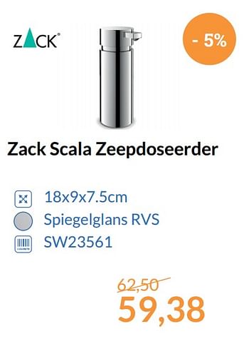 Aanbiedingen Zack scala zeepdoseerder - Zack - Geldig van 01/10/2017 tot 31/10/2017 bij Sanitairwinkel