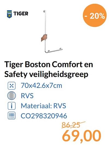 Aanbiedingen Tiger boston comfort en safety veiligheidsgreep - Tiger - Geldig van 01/10/2017 tot 31/10/2017 bij Sanitairwinkel