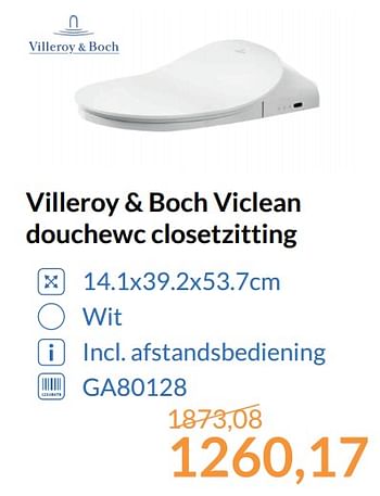 Aanbiedingen Villeroy + boch viclean douchewc closetzitting - Villeroy &amp; boch - Geldig van 01/10/2017 tot 31/10/2017 bij Sanitairwinkel