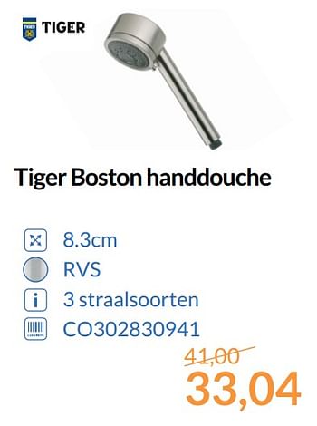 Aanbiedingen Tiger boston handdouche - Tiger - Geldig van 01/10/2017 tot 31/10/2017 bij Sanitairwinkel