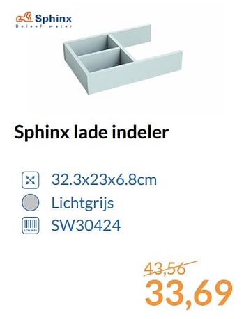 Aanbiedingen Sphinx lade indeler - Sphinx - Geldig van 01/10/2017 tot 31/10/2017 bij Sanitairwinkel