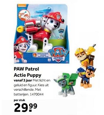 Aanbiedingen Paw patrol actie puppy - PAW  PATROL - Geldig van 25/09/2017 tot 10/12/2017 bij Intertoys