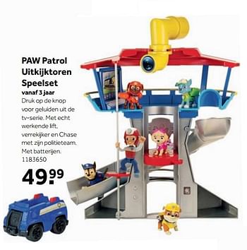 Aanbiedingen Paw patrol uitkijktoren speelset - PAW  PATROL - Geldig van 25/09/2017 tot 10/12/2017 bij Intertoys