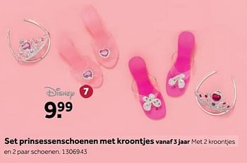 Aanbiedingen Set prinsessenschoenen met kroontjes - Disney - Geldig van 25/09/2017 tot 10/12/2017 bij Intertoys