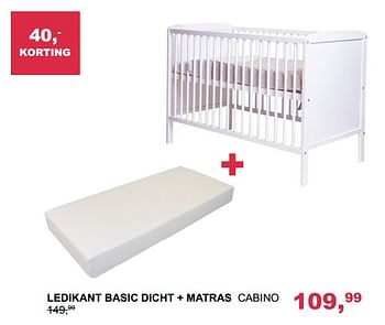 Aanbiedingen Ledikant basic dicht + matras cabino - Cabino - Geldig van 25/09/2017 tot 06/10/2017 bij Baby & Tiener Megastore