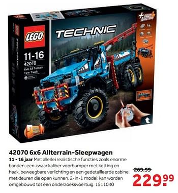 Aanbiedingen 42070 6x6 allterrain-sleepwagen - Lego - Geldig van 25/09/2017 tot 10/12/2017 bij Intertoys