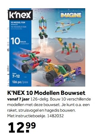 Aanbiedingen K`nex 10 modellen bouwset - K'Nex - Geldig van 25/09/2017 tot 10/12/2017 bij Intertoys