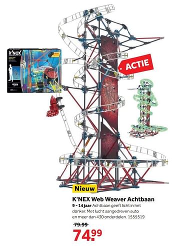 Aanbiedingen K`nex web weaver achtbaan - K'Nex - Geldig van 25/09/2017 tot 10/12/2017 bij Intertoys