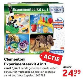 Aanbiedingen Clementoni experimenteerkit 4 in 1 - Clementoni - Geldig van 25/09/2017 tot 10/12/2017 bij Intertoys