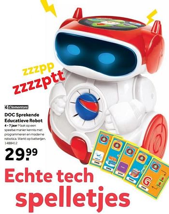 Aanbiedingen Doc sprekende educatieve robot - Clementoni - Geldig van 25/09/2017 tot 10/12/2017 bij Intertoys