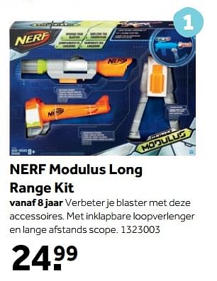 Aanbiedingen Nerf modulus long range kit - Nerf - Geldig van 25/09/2017 tot 10/12/2017 bij Intertoys