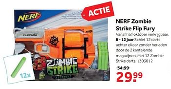 Aanbiedingen Nerf zombie strike flip fury - Nerf - Geldig van 25/09/2017 tot 10/12/2017 bij Intertoys