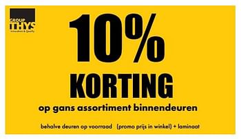 Aanbiedingen 10% korting op gans assortiment binnendeuren - Group Thys - Geldig van 02/10/2017 tot 16/11/2017 bij Multi Bazar