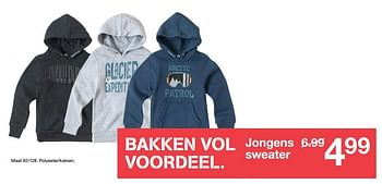 Aanbiedingen Jongens sweater - Huismerk - Zeeman  - Geldig van 30/09/2017 tot 07/10/2017 bij Zeeman