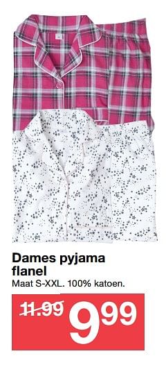 Aanbiedingen Dames pyjama flanel - Huismerk - Zeeman  - Geldig van 30/09/2017 tot 07/10/2017 bij Zeeman