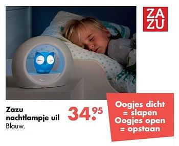 Aanbiedingen Zazu nachtlampje uil blauw - Zazu - Geldig van 09/10/2017 tot 06/12/2017 bij Multi Bazar