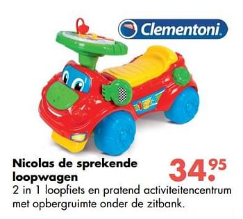 Aanbiedingen Nicolas de sprekende loopwagen - Clementoni - Geldig van 09/10/2017 tot 06/12/2017 bij Multi Bazar