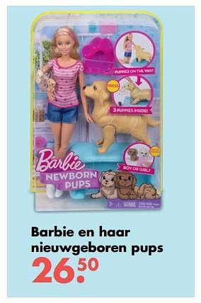 Aanbiedingen Barbie en haar nieuwgeboren pups - Mattel - Geldig van 09/10/2017 tot 06/12/2017 bij Multi Bazar