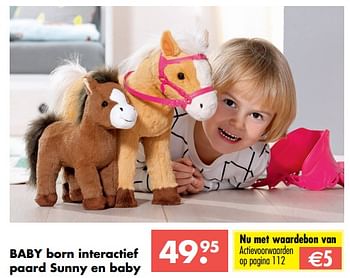 Aanbiedingen Baby born interactief paard sunny en baby - Baby Born - Geldig van 09/10/2017 tot 06/12/2017 bij Multi Bazar