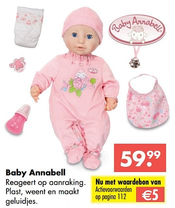 Aanbiedingen Baby annabell reageert op aanraking - Baby Annabell - Geldig van 09/10/2017 tot 06/12/2017 bij Multi Bazar